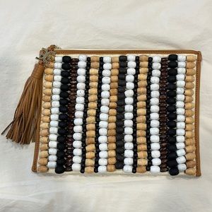 Sam Edelman 🌟 Beaded Hand-carry Pouch with Zipper Fringe design